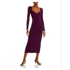 Nwt $1295 Jason Wu Collection Purple Long Sleeve Ribbed Midi Dress